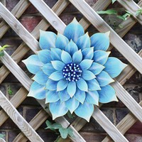 Primus Blue Large Metal Garden Decor Wall Mounted Dahlia (PA2545)