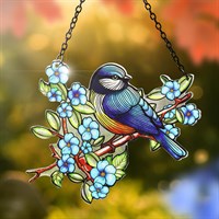 Primus Blue Tit Cut Glass Hanging Garden Decor Suncatcher (PT2322)