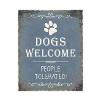 Primus Dogs Welcome Metal Outdoor Garden Decor Wall Sign (PH1026)