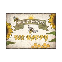 Primus Don't Worry Bee Happy Metal Outdoor Garden Decor Wall Sign (PH1023)