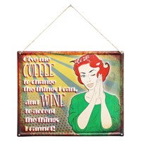 Primus Give Me Coffee Metal Outdoor Garden Decor Wall Sign (PH1005)