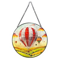 Primus Hot Air Balloon Stained Glass Hanging Garden Decor Suncatcher (PT2214)