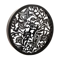 Primus Hummingbird Metal Round Solar Garden Decor Wall Panel (PA1020BK)