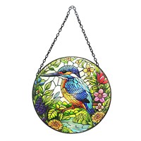 Primus Kingfisher Stained Glass Hanging Garden Decor Suncatcher (PT2218)