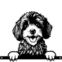 Primus Metal Cockapoo Peeking Dog Garden Decor Silhouette (PF1011)