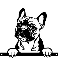 Primus Metal Frenchie Peeking Dog Garden Decor Silhouette (PF1012)