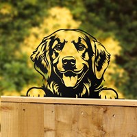 Primus Metal Golden Retriever Peeking Dog Garden Decor Silhouette (PF1026)