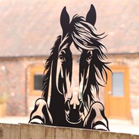 Primus Metal Horse Peeking Farmyard Garden Decor Silhouette (PF1056)