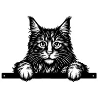Primus Metal Maine Coon Peeking Cat Garden Decor Silhouette (PF1039)