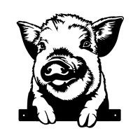 Primus Metal Pig Peeking Farmyard Garden Decor Silhouette (PF1046)