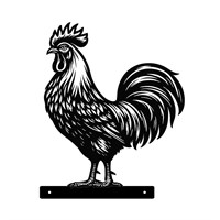 Primus Metal Rooster Peeking Farmyard Garden Decor Silhouette (PF1048)