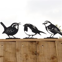 Primus Metal Set Of 3 Birds Peeking Wildlife Garden Decor Silhouette (PF1040)