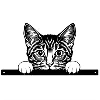 Primus Metal Tabby Peeking Cat Garden Decor Silhouette (PF1038)