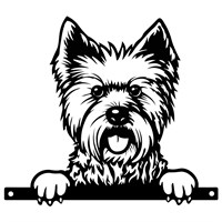 Primus Metal West Highland Terrier Peeking Dog Garden Decor Silhouette (PF1022)