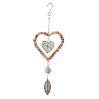 Primus Multicolour Stainless Steel Gemstone Heart Garden Decor Hanger (PT3502)