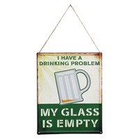 Primus My Glass Is Empty Metal Outdoor Garden Decor Wall Sign (PH1004)