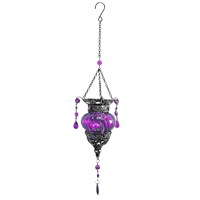Primus Purple Glass Moroccan Solar Garden Decor Lantern (PT6206)