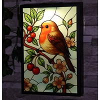 Primus Robin Backlit Solar Suncatcher Garden Decor Wall Art (PA1251)