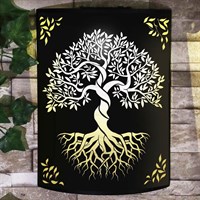 Primus Tree Of Life Metal Small Curved Solar Garden Decor Wall Panel (PA1054BK)