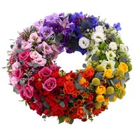With Sympathy Flowers - Rainbow Wreath