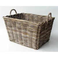 Rattan Grey Log Basket - Rectangular (900728)