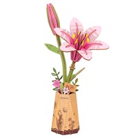 Rowood Pink Lily Modern 3D Wooden Puzzle by Robotime (TW071)