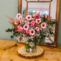 Roses, Gypsophila & Astilbe Hand Tied Floral Bouquet