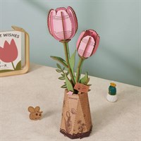Rowood Pink Tulip 3D Wooden Puzzle by Robotime (TW082)