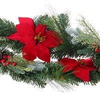 Sage 180cm Poinsettia Mistletoe Artificial Christmas Garland (Z73354LA)