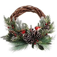 Sage 50cm Willow Robin Artificial Christmas Half Wreath (Z73231)