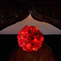 Three Kings Christmas 20 LED Poinsettia Ball Decoration - 30cm (2541003)