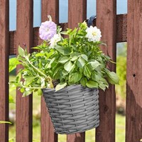 Smart Garden 8 Inch Faux Rattan Hanging Pot - Slate (6021024)