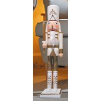 Three Kings Christmas Standing Nutcracker White & Gold Jumbo (2538009)