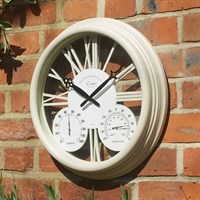 Outside In Exeter Wall Clock & Thermometer 15 Inch - Cream (5061000)