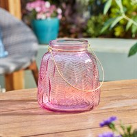 Smart Garden Pink Leaf Glass Lantern 15cm (5321029HB)