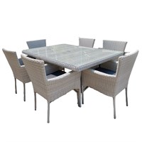 Sunnii Capri Grey 6 Seat Rectangular Outdoor Garden Furniture Set