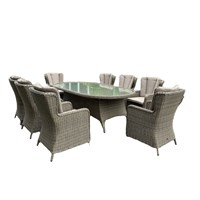 Sunnii Lifestyle Elba Beige 8 Seat Oval Outdoor Garden Furniture Dining Set (683 N)
