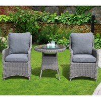 Sunnii Lifestyle Santorini Grey High Back Bistro Outdoor Garden Furniture Set