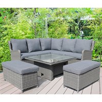 Sunnii Lifestyle Santorini Grey Small Outdoor Garden Furniture Corner Set
