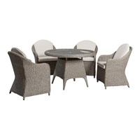 Sunnii Sardinia Grey 4 Seat Round Outdoor Garden Furniture Set 