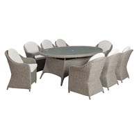 Sunnii Sardinia Grey 8 Seat Elliptical Outdoor Garden Furniture Set