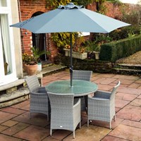 Supremo Barcelona 4 Seat Round Outdoor Garden Furniture Dining Set with Parasol (715368)