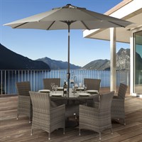 Supremo Barcelona 6 Seat Round Outdoor Garden Furniture Dining Set with Parasol (715369)