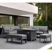 Supremo Melbury L-Shape Firepit Corner Outdoor Garden Furniture Set - Dark Grey (841997)