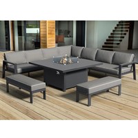 Supremo Melbury Grand Modular Outdoor Garden Furniture Set with Fire Pit - Dark Grey (X28.526.04.11.05)