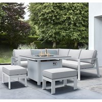 Supremo Melbury Salted Grey Mini Modular Outdoor Garden Furniture Set With Firepit