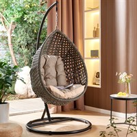Supremo Single Hanging Outdoor Garden Furniture Egg Chair - Stone Leather/Wheat (Beige) (C50.026.22.18.0)