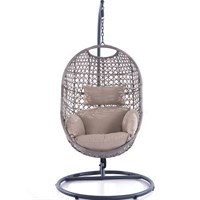 Supremo Single Hanging Outdoor Garden Furniture Egg Chair - Stone Leather/Wheat (Beige) (C50.026.22.18.0)