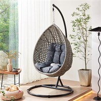 Supremo Single Hanging Outdoor Garden Furniture Egg Chair - Black/Flint (Grey) (C50.026.11.15.0)