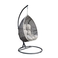 Supremo Single Hanging Outdoor Garden Furniture Egg Chair - Black/Flint (Grey) (C50.026.11.15.0)